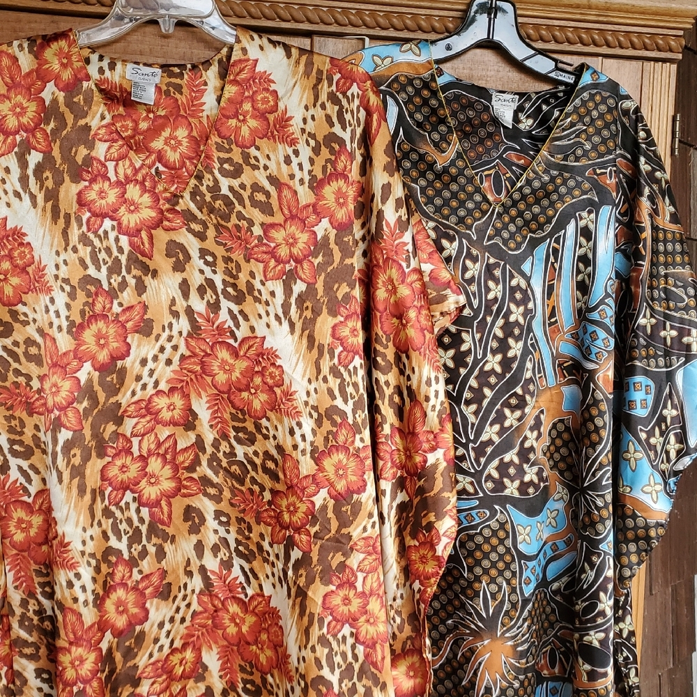 2 Floral and Abstract Patterned Caftans